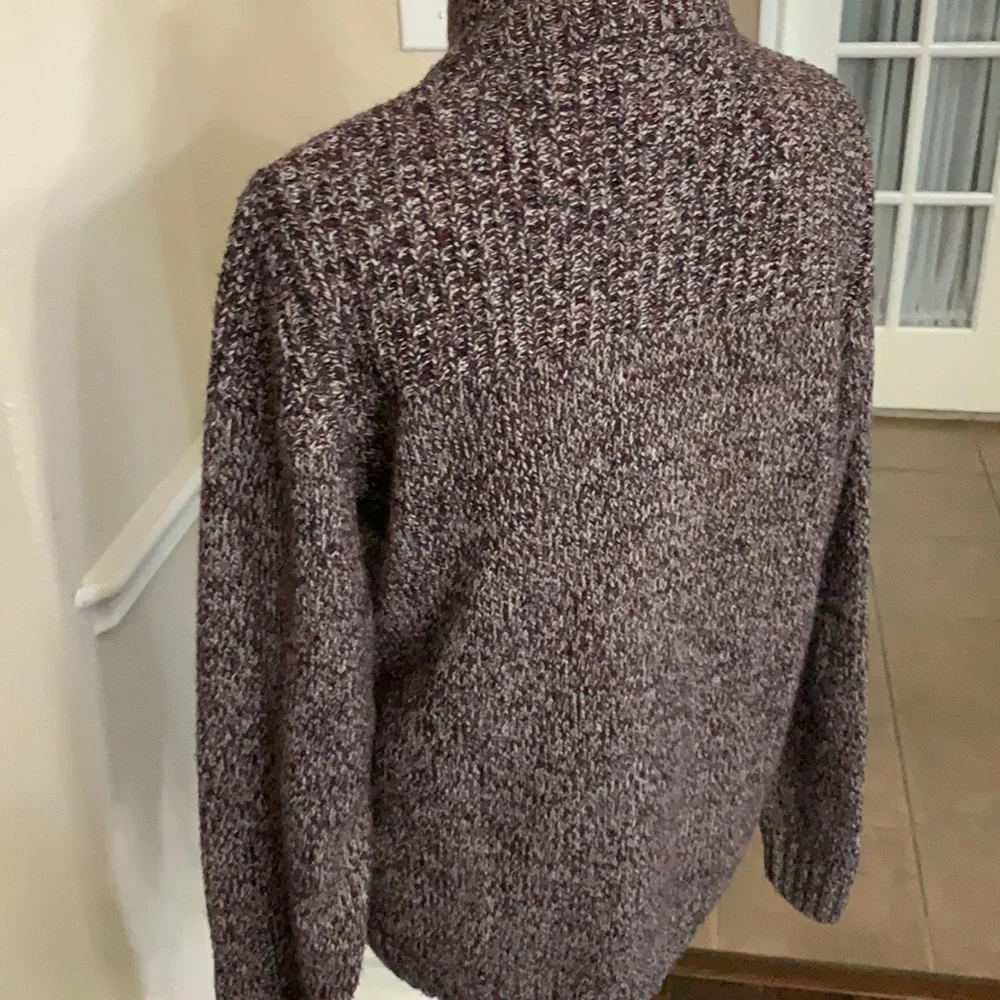 Tom Tailor deep purple plum marled pullover button up sweater